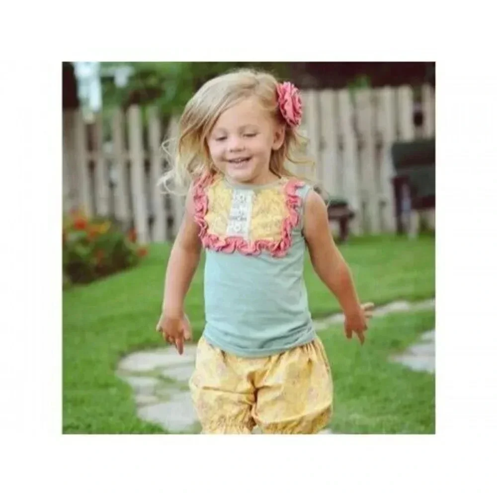 Persnickety Girl Shirt Size 7 years old‎ Blue Cotton Blend